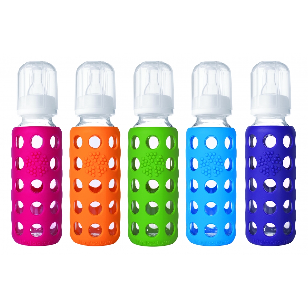 Lifefactory Glass Baby Bottle 250 ml Ocean nunido.