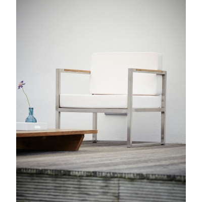 Jan Kurtz - Lux Lounge Armlehnsessel Weiß | Edelstahl