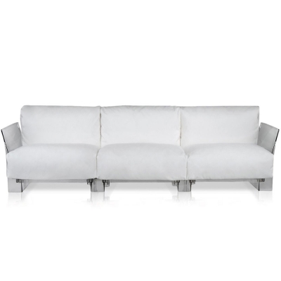 Kartell - Pop Outdoor 3er Sofa Sunbrella Weiß | Transparent