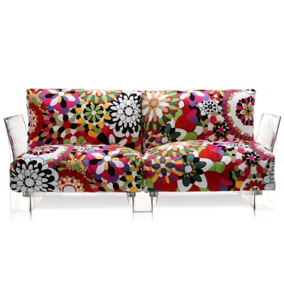 Kartell - Pop Missoni 2er Sofa Vevey Rottöne | Transparent