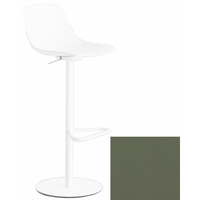 La Palma - Miunn Barhocker Bodenplatte rund weiß Leder Grau