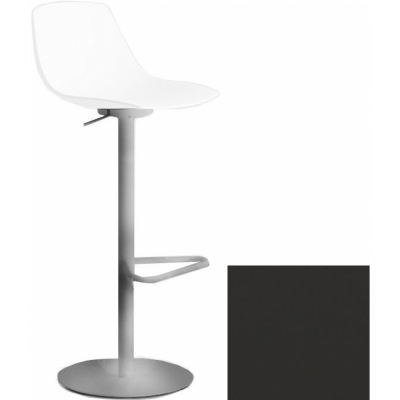 La Palma - Miunn Barhocker Bodenplatte rund Edelstahl Leder Dunkelbraun