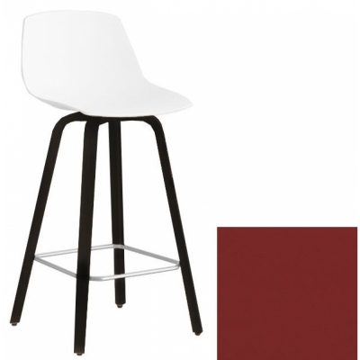 La Palma - Miunn Barhocker 65 cm mit Holzbeinen schwarz Leder Rot
