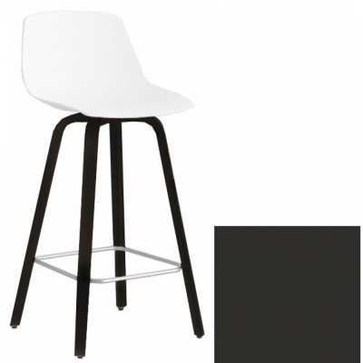La Palma - Miunn Barhocker 65 cm mit Holzbeinen schwarz Leder Dunkelbraun