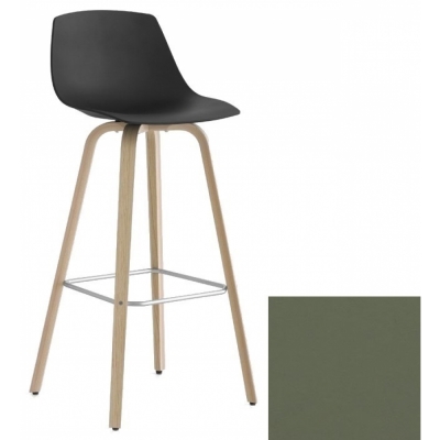 La Palma - Miunn Barhocker 75 cm mit Holzbeinen Eiche Leder Grau