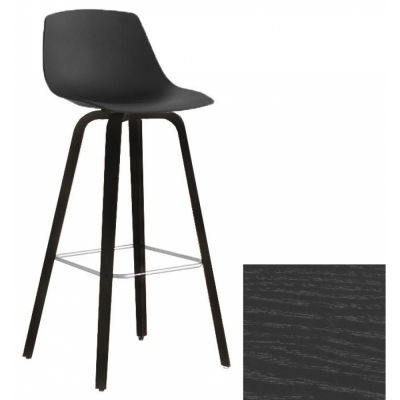 La Palma - Miunn Barhocker 75 cm mit Holzbeinen schwarz Schwarz gebeizt offenporig