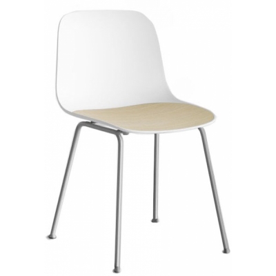 La Palma - Seela Stuhl matt verchromt Eiche gebleicht (Sitzschale: Polypropylen)