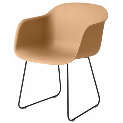 Muuto - Fiber Chair Kufenstuhl Ocker/Schwarz