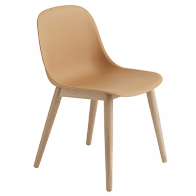Muuto - Fiber Side Chair mit Holzgestell Ocker / Eiche