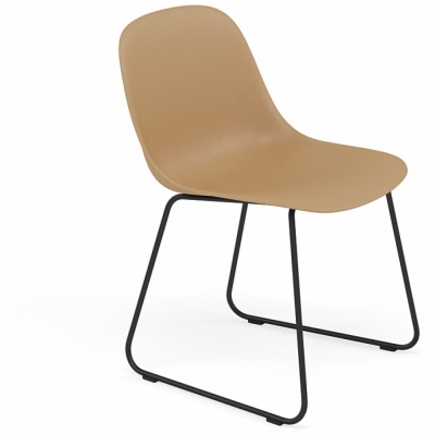 Muuto - Fiber Side Chair Kufenstuhl Ocker/Schwarz