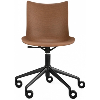 Kartell - P/Wood Drehstuhl Dunkles Holz / Schwarz