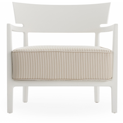 Kartell - Cara Outdoor Sessel Gestell Weiß matt Beige gestreift
