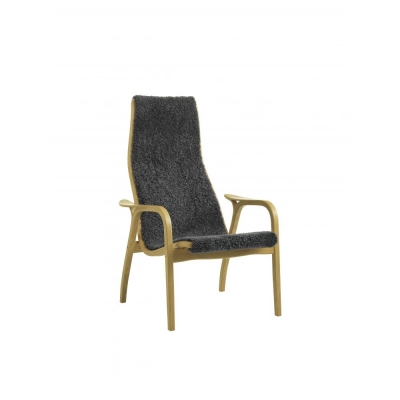 Swedese - Lamino Sessel Buche | Schafsfell Dunkelgrau (Charcoal)