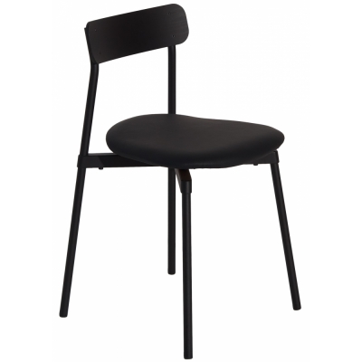 Petite Friture - Fromme Wood Stuhl gepolstert Schwarz / Leder Uruguay
