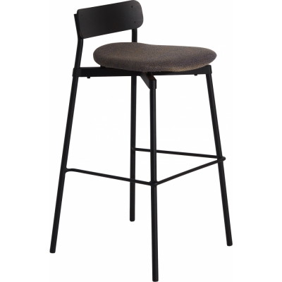 Petite Friture - Fromme Wood Barhocker H75 gepolstert Schwarz / Rohi Shake