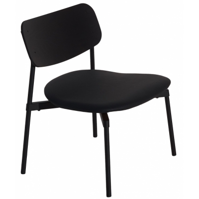 Petite Friture - Fromme Wood Lounge Stuhl gepolstert Schwarz / Leder Uruguay