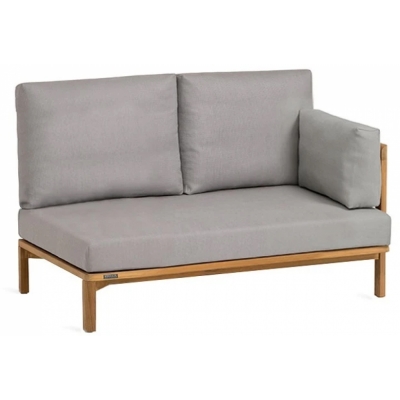 Weishäupl - New Hampton 2 Sitzer-Element, Armlehne rechts Metallwangen Weiß | Tanne (Acryltuch)