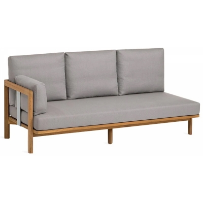 Weishäupl - New Hampton 3 Sitzer-Element, Armlehne links Metallwangen Weiß | Tanne (Acryltuch)