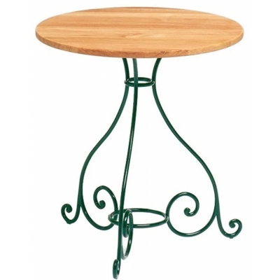 Weishäupl - Classic Tisch Schmiedeeisen Ø65 cm Teak Deck | Dunkelgrün