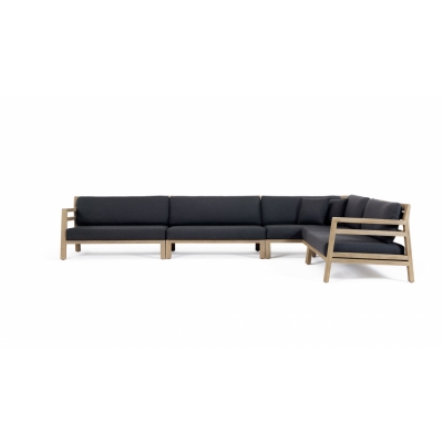 Ethimo - Costes Modulsofa Endelement Links | Nature White | Teak gebeizt