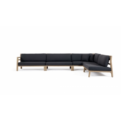 Ethimo - Costes Modulsofa Endelement Rechts | Cherry Red | Teak Natur