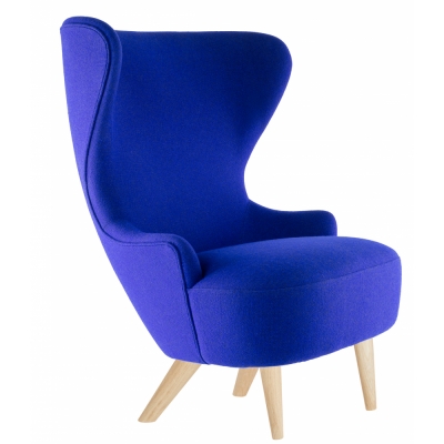 Tom Dixon - Wingback Micro Stuhl Blau Hallingdal 773 (Beine: Eiche)