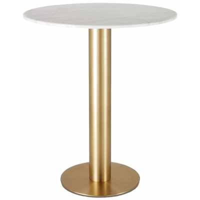Tom Dixon - Tube Stehtisch Weiß / Messing (Ø90 cm)