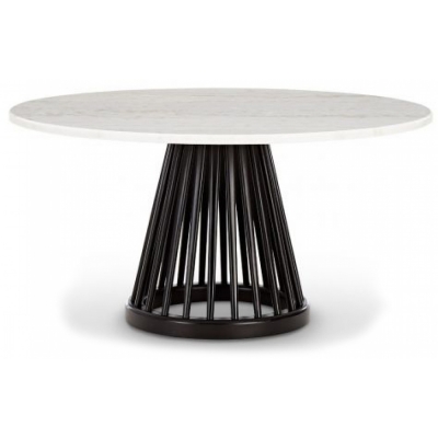 Tom Dixon - Fan Tisch Ø90 cm, Birke schwarz Weiß Marmor