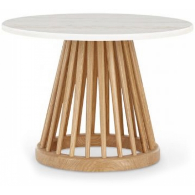 Tom Dixon - Fan Tisch Ø60 cm, Eiche natur Weiß Marmor