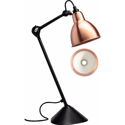 DCW - Lampe Gras N°205 Tischleuchte - Gestell Schwarz Kupfer/Weiß | Rund