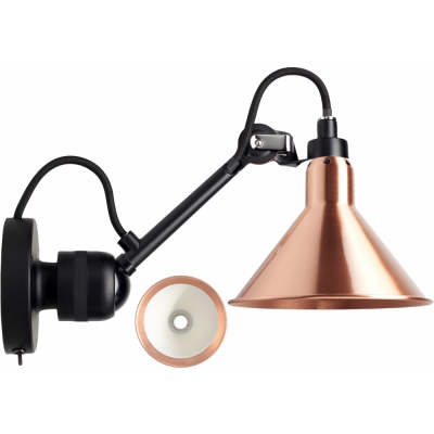 DCW - Lampe Gras N°304 SW Wandleuchte - Gestell Schwarz Kupfer/Weiß | Konisch