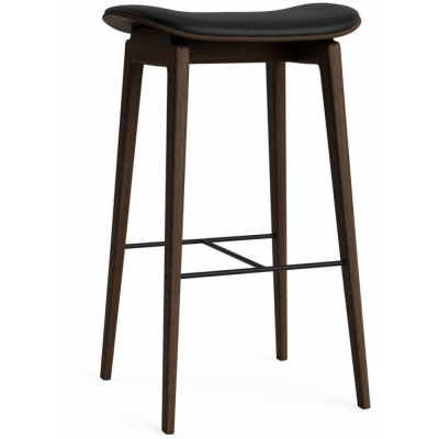 Norr11 - NY11 Thekenstuhl mit Sitzpolsterung Dunkel geräuchert | Pitch Schwarz 20296 (Leder Shade)