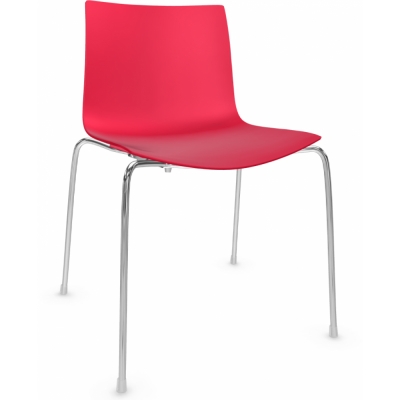 Arper - Catifa 46 0251 Stuhl einfarbig Rot | Verchromt