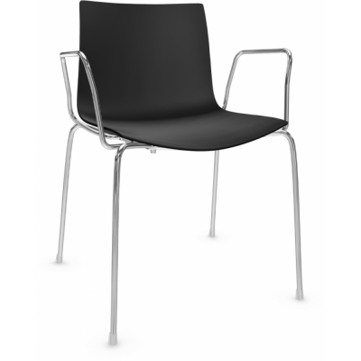 Arper - Catifa 46 0251 Armlehnstuhl einfarbig Schwarz | Verchromt