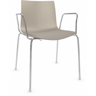 Arper - Catifa 46 0251 Armlehnstuhl einfarbig Taubengrau | Verchromt