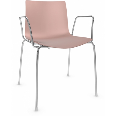 Arper - Catifa 46 0251 Armlehnstuhl einfarbig Rosé | Verchromt