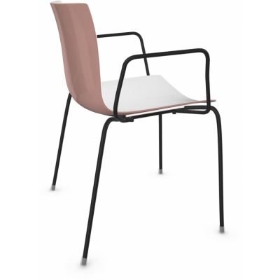 Arper - Catifa 46 0251 Armlehnstuhl zweifarbig Weiß-Rosé | Schwarz