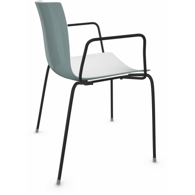 Arper - Catifa 46 0251 Armlehnstuhl zweifarbig Weiß-Petrol | Schwarz