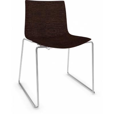 Arper - Catifa 46 0378 Kufenstuhl einfarbig Eiche Wenge | Verchromt
