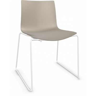 Arper - Catifa 46 0278 Kufenstuhl einfarbig Taubengrau | Weiß