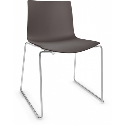 Arper - Catifa 46 0278 Kufenstuhl einfarbig Dunkelbraun | Verchromt