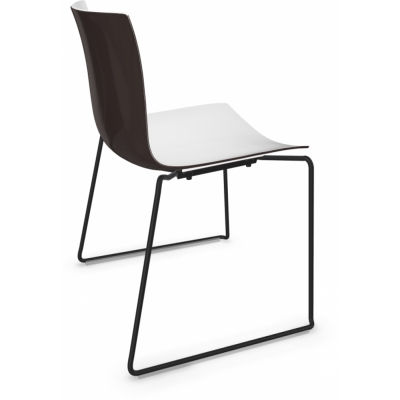 Arper - Catifa 46 0278 Kufenstuhl zweifarbig Weiß-Dunkelbraun | Schwarz