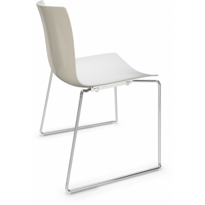 Arper - Catifa 46 0278 Kufenstuhl zweifarbig Weiß-Elfenbein | Verchromt
