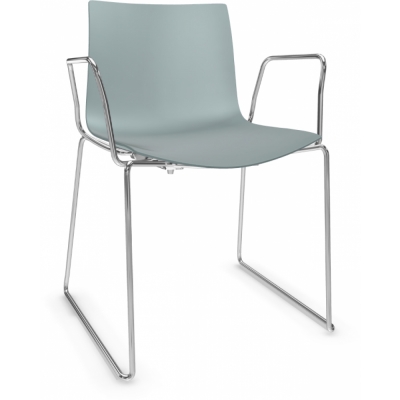 Arper - Catifa 46 0278 Kufenstuhl mit Armlehnen einfarbig Petrol | Verchromt