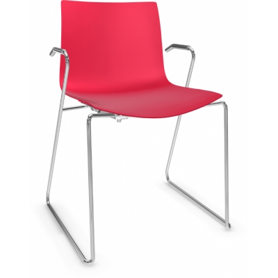 Arper - Catifa 46 0287 Armlehnen-Kufenstuhl einfarbig Rot