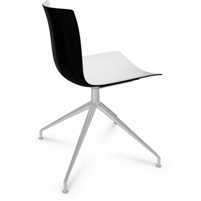 Arper - Catifa 46 0368 Stuhl Sternfuß zweifarbig Weiß-Schwarz | Alu glänzend