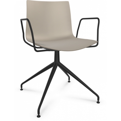 Arper - Catifa 46 0368 Armlehnstuhl Sternfuß einfarbig Taubengrau | Schwarz