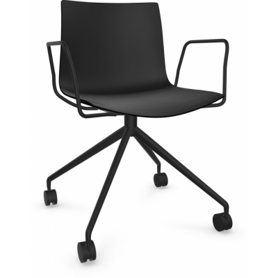 Arper - Catifa 46 0369 Armlehnstuhl mit Rollen fest einfarbig Schwarz | Schwarz