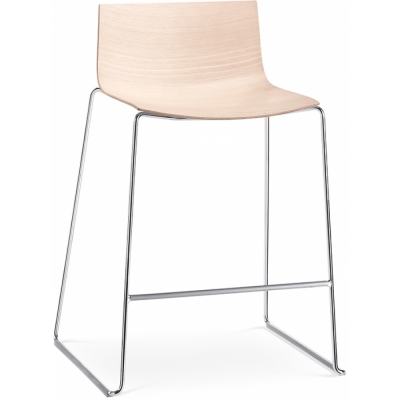 Arper - Catifa 46 0572 Barhocker Holz H 64cm Eiche gebleicht | Verchromt