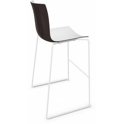 Arper - Catifa 46 0471 Barhocker zweifarbig H 76cm Weiß-Dunkelbraun | Weiß